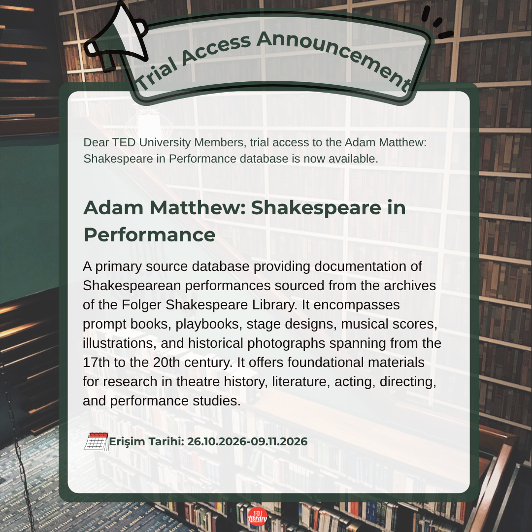 Adam Matthew: Shakespeare in Performance Opened for Trial Access